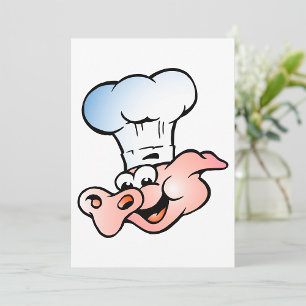 Funny Tecknad Gris Chef med Hat Inbjudningar