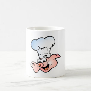 Funny Tecknad Gris Chef med Hat Kaffemugg