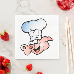 Funny Tecknad Gris Chef med Hat Pappersservett