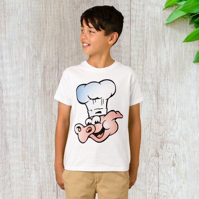 Funny Tecknad Gris Chef med Hat T Shirt (Skapare uppladdad)