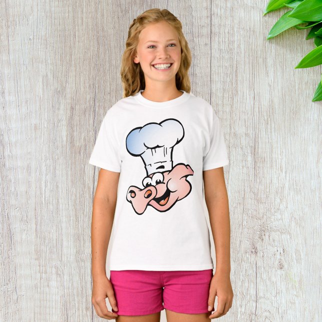 Funny Tecknad Gris Chef med Hat T Shirt (Skapare uppladdad)