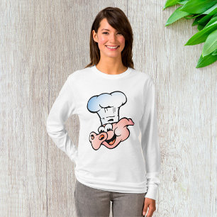 Funny Tecknad Gris Chef med Hat T Shirt