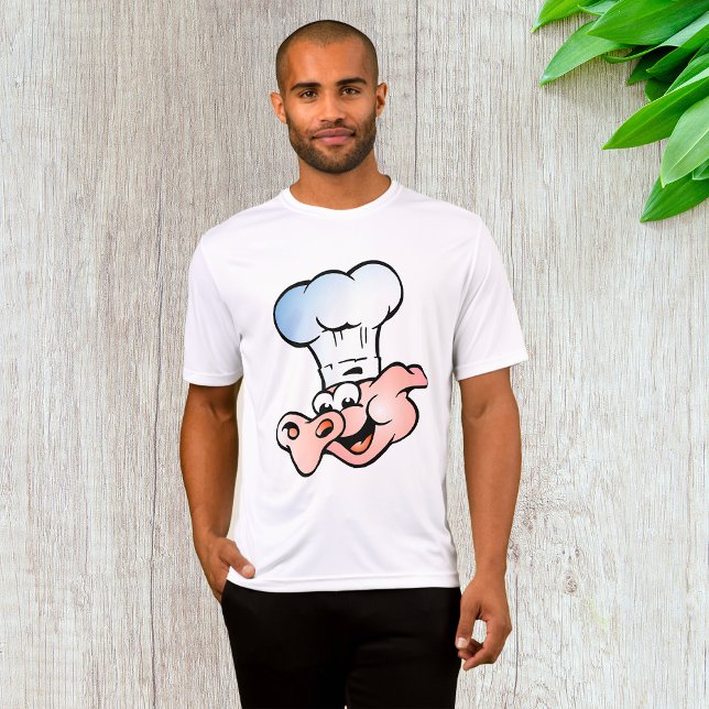 Funny Tecknad Gris Chef med Hat T Shirt (Skapare uppladdad)