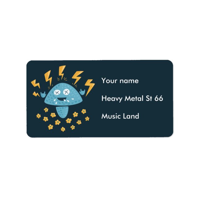 Funny Tecknad Heavy Metall Mushroom Adressetikett (Framsidan)