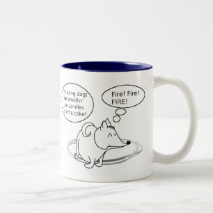 Funny Tecknad hund Birthday Två-Tonad Mugg