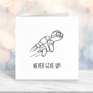 Funny Tecknad Jetpack Turtle Motivational Självfärgande Stämpel