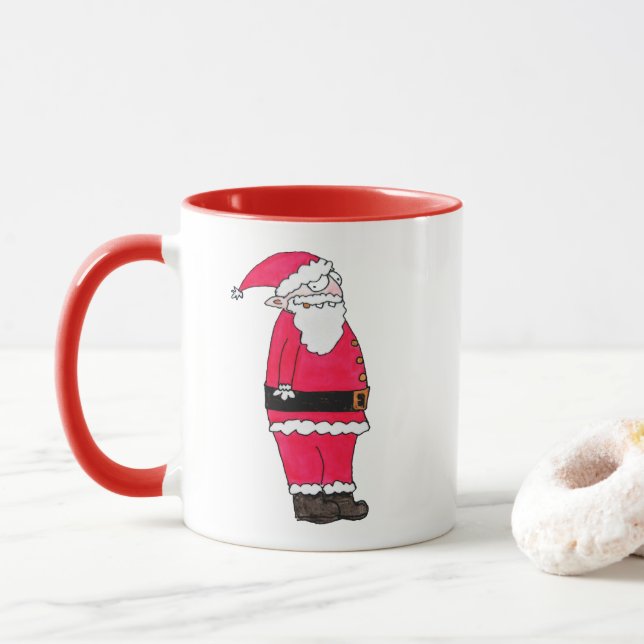 Funny Tecknad Jultomten Mugg (Med munk)