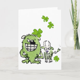 Funny Tecknad Kreatures St. Paddys Day Hälsning Ca Kort