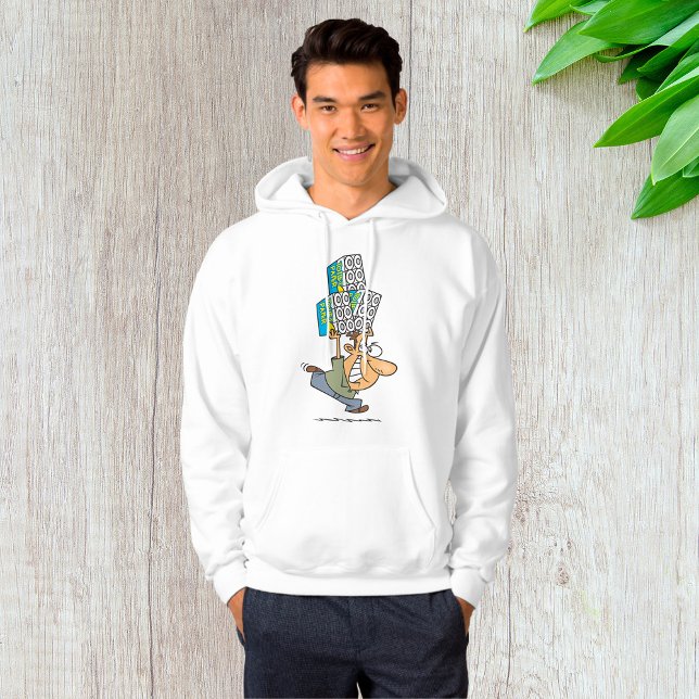 Funny Tecknad Man Panic Buying Toilet Papper Hoodie (Skapare uppladdad)
