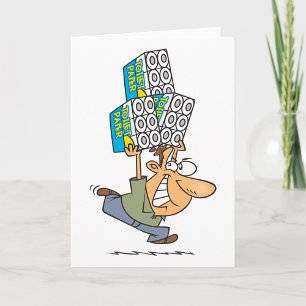 Funny Tecknad Man Panic Buying Toilet Papper Kort