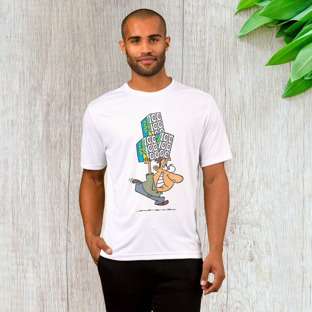 Funny Tecknad Man Panic Buying Toilet Papper T Shirt (Skapare uppladdad)
