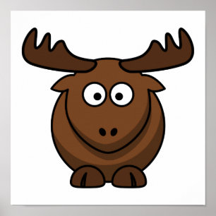 Funny Tecknad Moose Poster