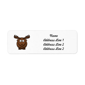 Funny Tecknad Moose Returadress Etikett