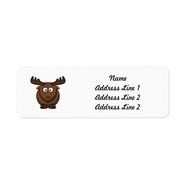 Funny Tecknad Moose Returadress Etikett (Framsidan)