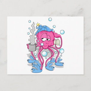 Funny Tecknad Octopus Vykort
