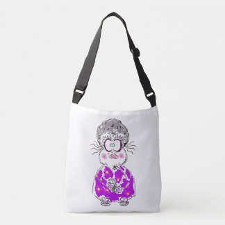 FUNNY TECKNAD OLD DAM MARGARET SHOULDER TOTE BAG AXELVÄSKA