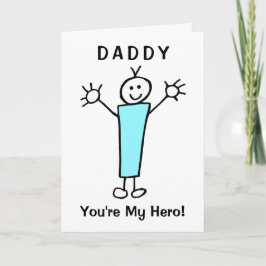 Funny Tecknad pappa Hero Blue Fars dag Kort