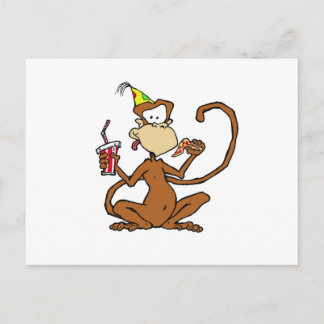 Funny Tecknad Pizza Monkey Vykort