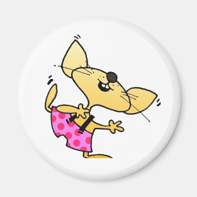 Funny Tecknad Råttor Dance Magnet (Framsidan)