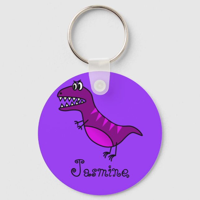 Funny Tecknad Rex Cute Dinosaur Personlig Gift Nyckelring (Framsida)