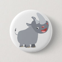 Funny Tecknad Rhino Button Badge