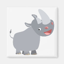 Funny Tecknad Rhino Magnet
