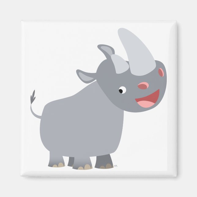 Funny Tecknad Rhino Magnet (Framsidan)