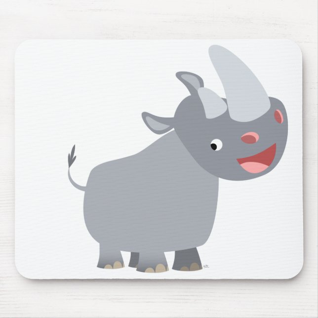 Funny Tecknad Rhino Mousepad Musmatta (Framsidan)
