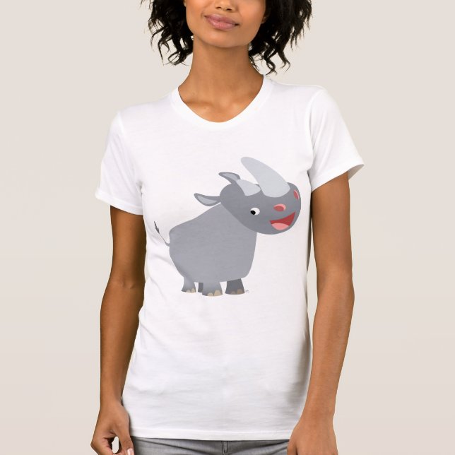 Funny Tecknad Rhino Women T-shirt (Framsida)