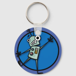FUNNY TECKNAD ROBOT ROUND NYCKELRING
