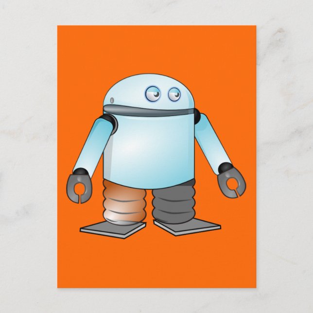 Funny Tecknad Robot Vykort (Framsida)