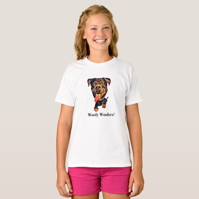 Funny Tecknad Rottweiler Hund Girls T-Shirt (Hel framsida)