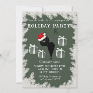 Funny tecknad Santa cat julfest Company Inbjudningar