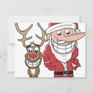 Funny Tecknad Santa och Rudolph Julkort
