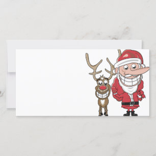Funny Tecknad Santa och Rudolph Julkort