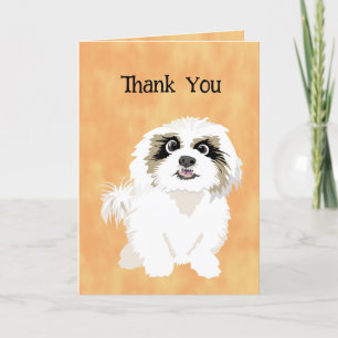 Funny Tecknad Shih Tzu Hund Pun Tack Kort