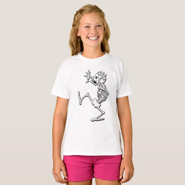 Funny Tecknad Skeleton T-Shirt (Hel framsida)