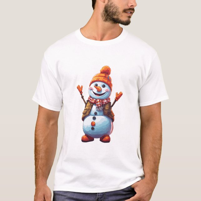 Funny tecknad Snögubbe T Shirt (Framsida)