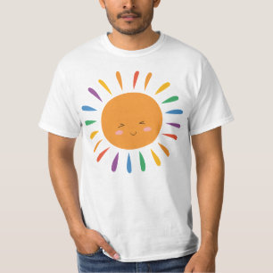 Funny Tecknad Sol HBT T-Shirt - Cheerful Rainbow