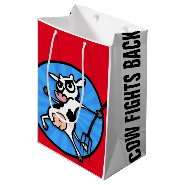 FUNNY TECKNAD STIL COW MEDIUM MATTE GIFT BAG (Framsidan Vinklad)