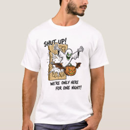 Funny Tecknad Stil Ghost och Pumpkin Halloween Art T Shirt