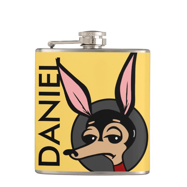 FUNNY TECKNAD STIL HUND VINYL WRAPPPED FLASK FICKPLUNTA (Framsidan)