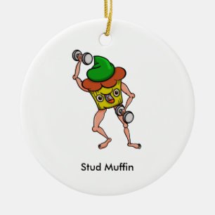 Funny Tecknad Stud Muffin Workout Julgransprydnad Keramik