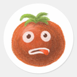 Funny Tecknad Tomato Sticker Runt Klistermärke