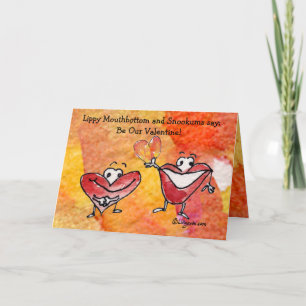 Funny Tecknad Valentine Card Hjärtar Helgkort