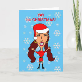 Funny Tecknad Woman Fashionista jul Helgkort