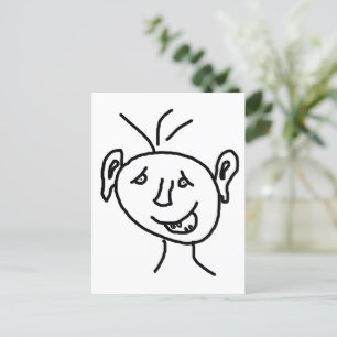 Funny teckning ansikte vykort