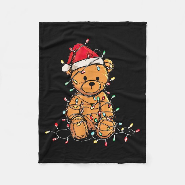 Funny Teddy Bear Christmas Graphics Lights Lover  Fleecefilt (Framsidan)