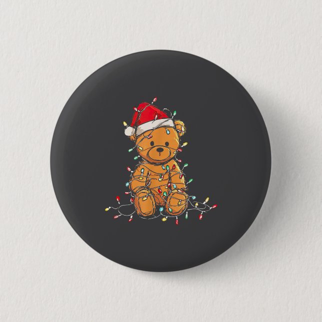 Funny Teddy Bear Christmas Graphics Lights Lover  Knapp (Framsida)