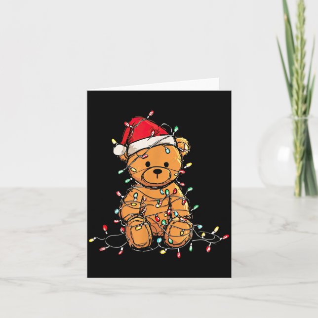 Funny Teddy Bear Christmas Graphics Lights Lover  Kort (Framsida)